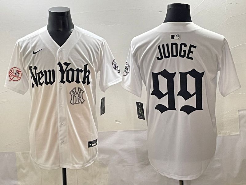 Men 2025 New York Yankees #99 Judge White Five generations Joint Name Nike MLB Jersey style 21->new york yankees->MLB Jersey